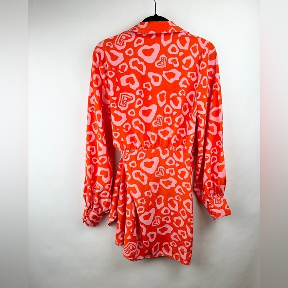 Red & Pink Never Fully Dressed Wrap Shirt Mini Dress | US Size Large - Picture 2 of 12
